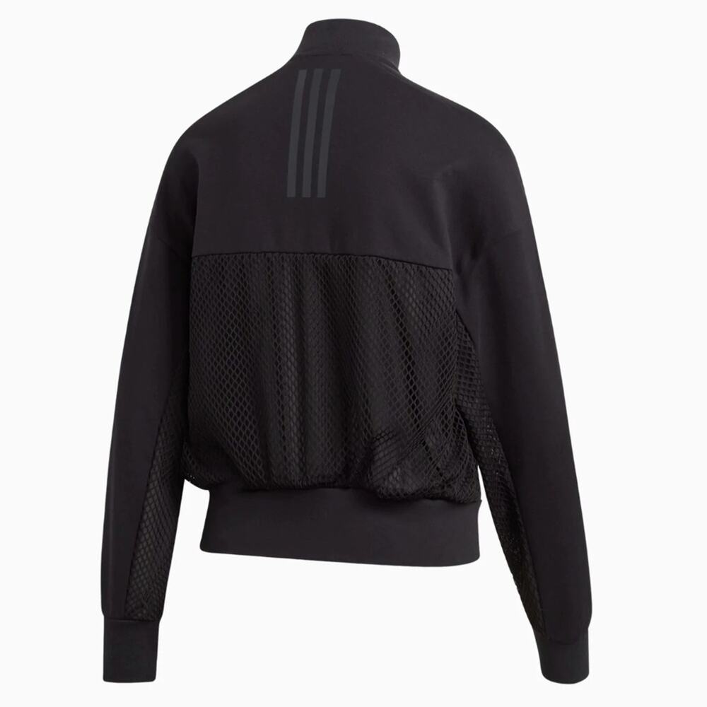 Adidas Mesh ID Full Zip Bomber Jacket in Black Size Small